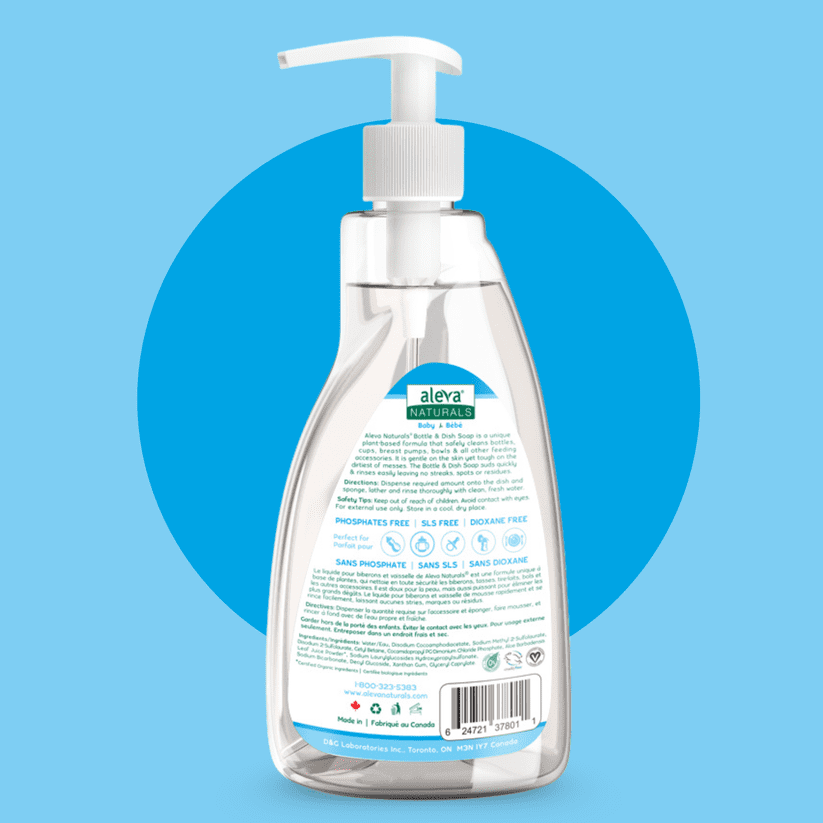Aleva Naturals Bottle & Dish Liquid, Fragrance Free - 500ml