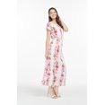 thumbnail image 4 of Robe Maxi Simple Hawaïenne pour Femme à Manches Cap Luau m Rose Blanc Hibiscus, 4 of 5