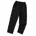 thumbnail image 4 of Timegard Womens Pants Elastic High Waist Lightweight Side Button Solid Color Lounge Trousers with Pockets, 4 of 7