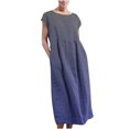 thumbnail image 2 of TopLLC Robe Sans Manches à Col Rond Robe Maxi Sans Manches pour Femmes avec Poches en Lin Ample et Bouffante Caftan Longue Robe Femme Robe en Liquidation, 2 of 5