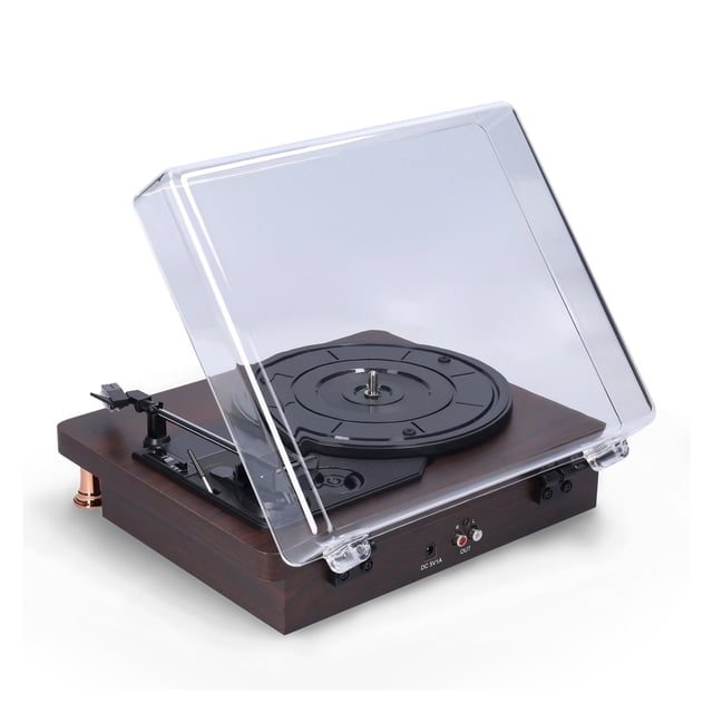Tourne-disque Rétro avec Couvercle Antipoussière Style Classique Nostalgique Tourne-Disque 33/45/78 Tr/min Gramophone Phonographe, Facile à Installer