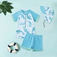 thumbnail image 2 of Akiihool Dinosaur Swim Trunks Boys Boys 2 Pieces Rash Guard Sun Protection Long Sleeve Kid Swimsuits Quick Dry Swim Shirt Trunks for Boys (Sky Blue,3-4 Years), 2 of 4