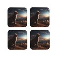 thumbnail image 1 of Vsdgher Pyramid Desert Cat Print Leather Coasters for Drinks, Durable Drink Coasters 4 Set for Tabletop Protection, Luxurious Home Décor and Housewarming Gift-Square, 1 of 6