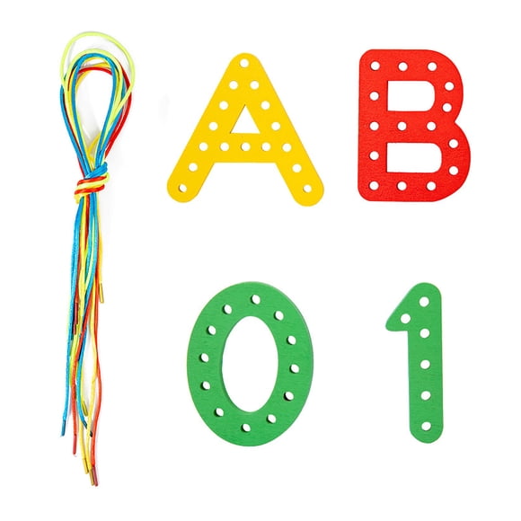 Apprendre à Lacer Alphabet Majuscules 26 Lettres 10 Chiffres 8 Lacets Alphabet Lettres à Enfiler Alphabet Jouets d'Apprentissage Alphabet Corde Lettre pour Garçons Filles Reconnaissance Éducatif Main Sensoriel Tuiles de Construction
