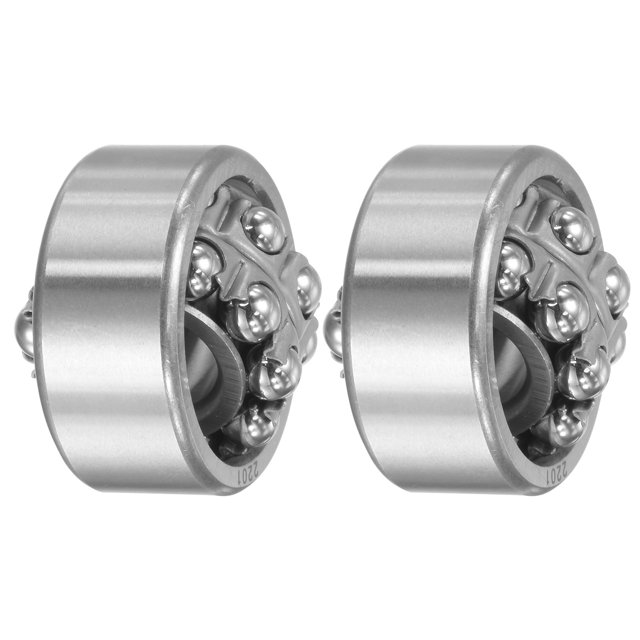 Unique Bargains Roulements à Billes Auto-Alignés 12x32x14mm 2201, Type Ouvert, Acier Chromé, Lot de 2