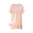 thumbnail image 1 of biudgviw Chemises de Nuit pour Tout-Petites Filles, Douces, à Volants, Manches Courtes, Col Ras du Cou, Robe de Pyjama en Dentelle, Tenue de Nuit Confortable, Nuisette, 1 of 3