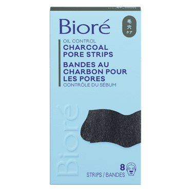 Bioré Deep Cleansing Charcoal Pore Strips for Instant Pore Unclogging and Blackhead Removal, 8ct (Made in Japan)