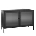 thumbnail image 1 of Systembuild Evolution Ashbury Heights 2 Door Storage Cabinet-Fluted Glass Metal Locker, Black, 1 of 9