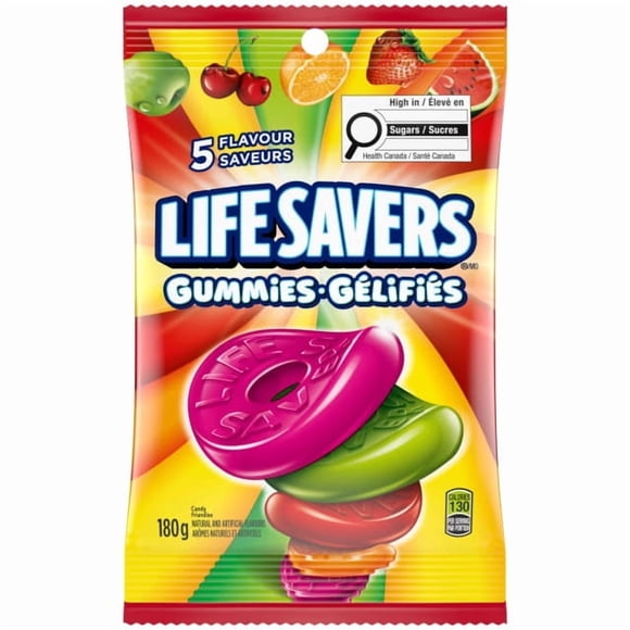LIFE SAVERS, Five Flavour Gummy Candy, Bag, 180 g