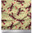 thumbnail image 1 of Soimoi Polyester Crepe Fabric Dot & Lobster Ocean Print Fabric by The Yard 42 Inch Wide, 1 of 3