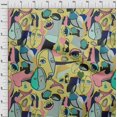 thumbnail image 4 of oneOone Silk Tabby Yellow Fabric Abstract Comic Face Sewing Material Print Fabric By The Yard 42 Inch Wide, 4 of 5