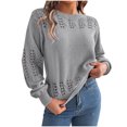 thumbnail image 2 of Pisexur Chandails pour Femmes Doux et Confortables, Chandail à Manches Longues Col Rond Gris, TG, 2 of 8