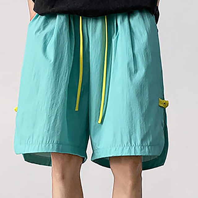 TopLLC Mens Shorts, Men shorts Shorts Men's Wide-Leg Style Solid Color Drawstring Pocket Quick Drying Casual Work Shorts.