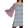 thumbnail image 4 of Moomaya Kurtis Courtes en Poly-Crêpe pour Femmes, Robe à Manches Kimono Imprimée, Haut Indien, 4 of 5
