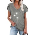 thumbnail image 2 of Besolor Hauts d'Été pour Femmes Manches Pétales Tendance Chemises Imprimées Manches Courtes Col Rond Décontracté Blouse Tee, 2 of 4