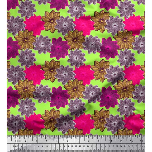 Soimoi Cotton Duck Fabric Flower Artistic Decor Fabric Printed Yard 42 Inch Wide
