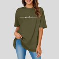 thumbnail image 2 of JIRNDf Hauts pour Femmes T-Shirts d'Été Tendance Imprimé Lettres Surdimensionné Col Rond Manches Courtes Décontracté Sport Ample Décontracté Simple T-Shirts Graphiques Mignons pour Adolescentes Vert Foncé TTG, 2 of 4
