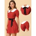 thumbnail image 1 of INSPIRE CHIC Robe-Chemise Courte à Manches Courtes pour Femmes, Coupe Évasée, Col Contrastant, 1 of 5