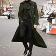thumbnail image 1 of TIMIFIS Men's Full Length Trench Coat Long Wool Overcoat Winter Windbreaker- GreenFall, 1 of 1