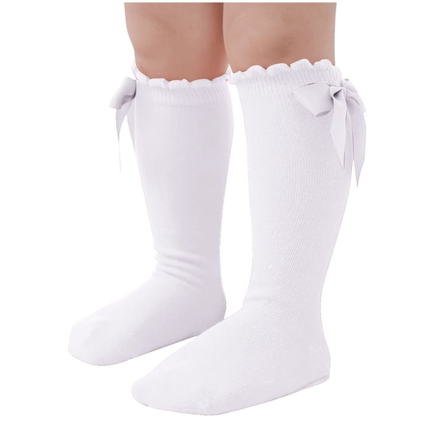 FAIWAD Baby Girls Knee High Socks Cotton Ruffled Tube Stockings Infant Toddler Cute Daily Long Socks