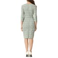 thumbnail image 3 of INSPIRE CHIC Robe à Carreaux pour Femme Encolure Carrée Manches 3/4 Moulante Midi Robe de Travail L Vert, 3 of 6