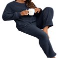 thumbnail image 4 of Peluche de Femmes de Couleur Unie à Manches Longues et Pantalons Pyjamas Ensembles Hiver Chaud Femmes Cadeau, 4 of 7