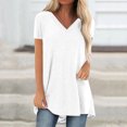 thumbnail image 2 of Pompotops Femmes Été Solide V Cou en Vrac Manches Courtes Tops T-shirt Blouse, 2 of 6
