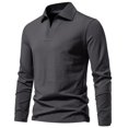 thumbnail image 2 of Chandails pour Femmes Hiver Mode Homme Décontracté Couleur Unie Manches Longues Col Rabattu Chemisiers Chemises Chandail pour Femmes Chandails d'Automne 2024 S-59 Gris Foncé 4TG, 2 of 5