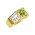 thumbnail image 3 of RYLOS Men's Rings 14K Yellow Gold Designer Starburst 7MM Round Gemstone & Diamond Ring Peridot August Birthstone Rings Size 13, 3 of 7