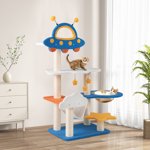 Gymax 49'' Tall Cat Tree w/ UFO Top Perch Space Capsule Sisal Scratching Posts Cloud