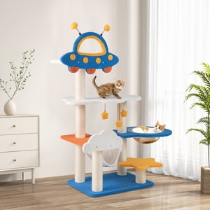 Gymax 49'' Grand arbre de chat avec UFO Perche supérieure Space Gélule Sisal Scratching Posts Cloud