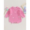 thumbnail image 2 of FOCUSNORM Combinaison Tricotée pour Bébé Fille Broderie Florale Col Rond Manches Longues pour Automne Hiver, 2 of 8