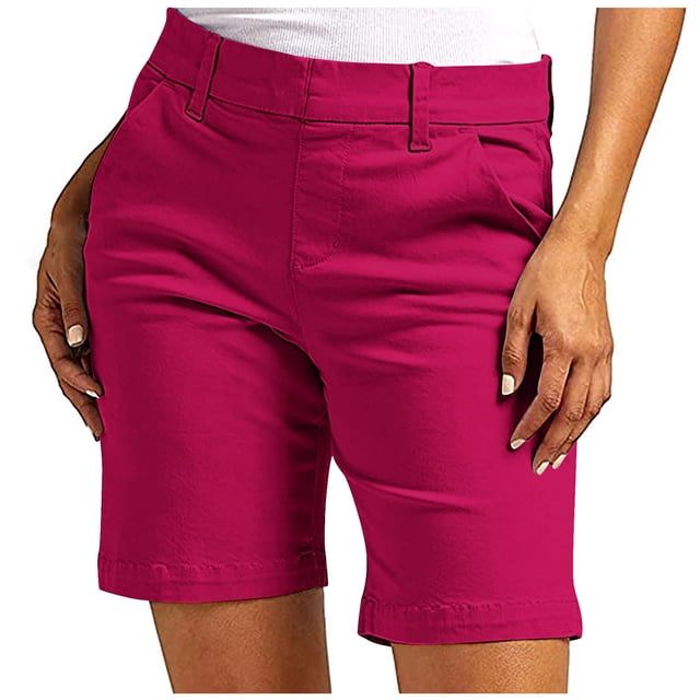 Shorts pour Femmes Liquidation Grande Taille Shorts en Sergé Extensible pour Femmes Taille Fine à Enfiler Coupe Régulière Shorts de Randonnée Été Décontractés avec Poches en Liquidation