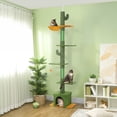 thumbnail image 2 of PawHut Floor to Ceiling Cat Tree 90.5"-108" Adjustable Height, Green, 2 of 10