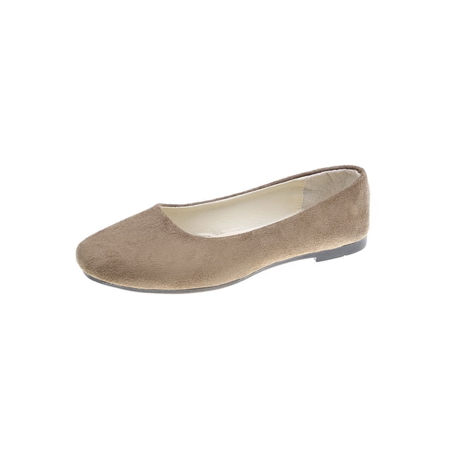MAWCLOS Chaussures Décontractées pour Femmes Chaussures de Marche Confort à Enfiler Ballerines Mode Bout Carré Ballerine de Soirée Brun Clair 5
