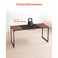 thumbnail image 3 of VEVOR Computer Desk, 63 Inch Office Gaming Desk for Home Office, Writing Study Work Modern Simple Table with Metal Frame for Large Legroom, Rustic Brown and Black, 3 of 9