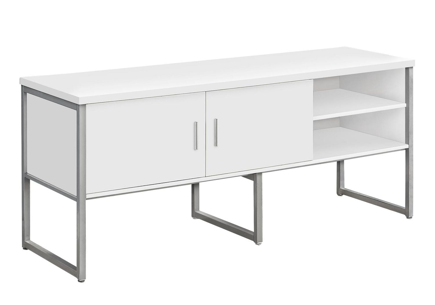 Monarch Specialties Credence De Bureau, 72"l, Travail, Travail, Portes De Stockage, Qualité Commerciale, Stratifié Blanc, Métal Argent