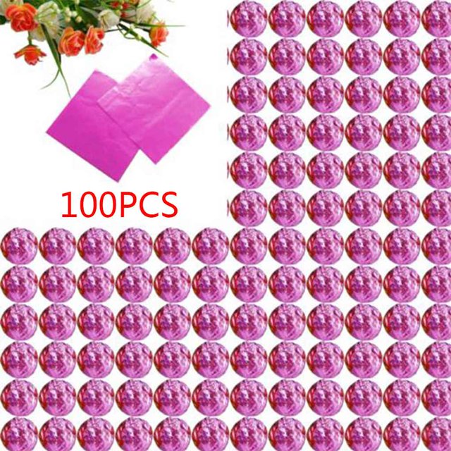100pcs Square Aluminum Foil Wrappers Colorful Package for Sweets Candy Chocolate Lollipops