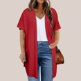 thumbnail image 2 of Plebaso Womens Plus Size Cardigan Short Sleeve Summer Cardigans Open Front Casual Blouses with Pockets, 2 of 7
