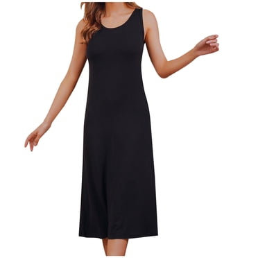 Levmjia Nuisettes Sans Manches pour Femmes en Coton Robe de Nuit d'Été Longue Douce et Respirante Grande Taille Col en V Confortable Tenue de Détente Couleur Unie Tenue Décontractée pour la Maison