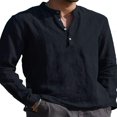 thumbnail image 1 of Mens Long Sleeve Button T Shirts Casual Plain Pullover Tops Loose Basic Tee, 1 of 2