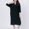 thumbnail image 2 of SNNROO Women Button down Robe 3/4 Sleeve Nightgowns Lightweight Bathrobe Sleepwear Loungewear with Pockets, 2 of 5