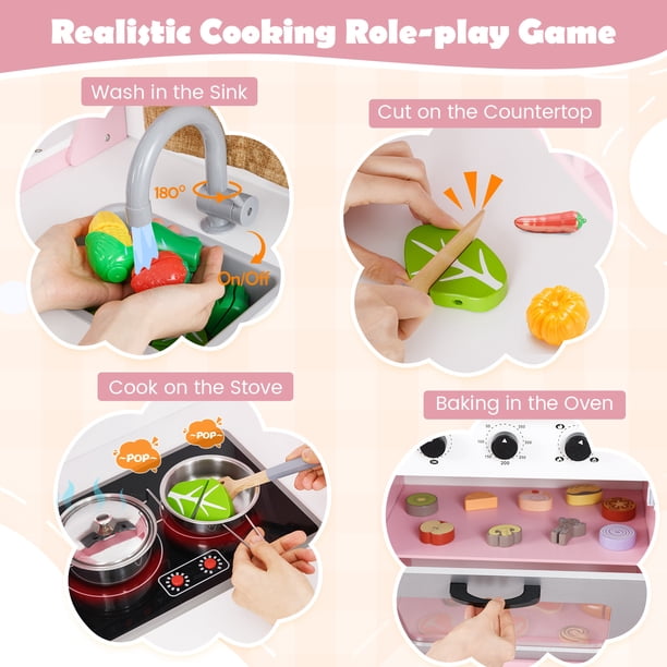 Honeyjou Corner Play Kitchen Toddler Kitchen Playset with Range