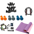 thumbnail image 1 of Home Gym Starter Kit - 60 LB Neoprene Dumbbells Set with Rack, 6mm Yoga Mat, 11 Pcs Resistance Bands Set, and Jump Rope, 1 of 5