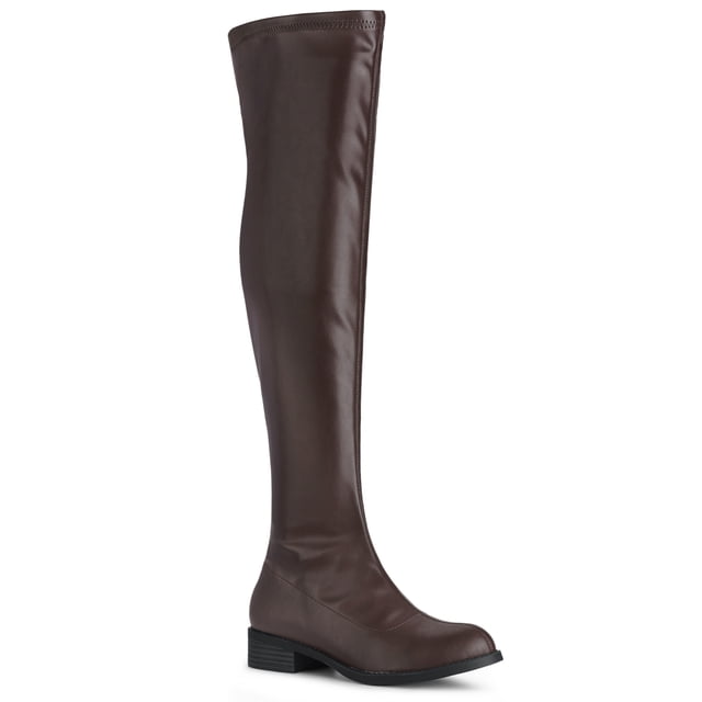 Bottes Hautes à Talons Carrés et Bout Rond pour Femmes de Unique Bargains