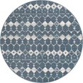 thumbnail image 1 of Unique Loom Tapis d'Extérieur Tapis Sud-Ouest 7' x 7' Rond Bleu Marine/ivoire, 1 of 1