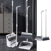 Herunwer Dust Pan and Broom Set, Broom Dustpan Set with Floor Brush, Brooms and Dustpans Sets with Long Handle, for Home, Office