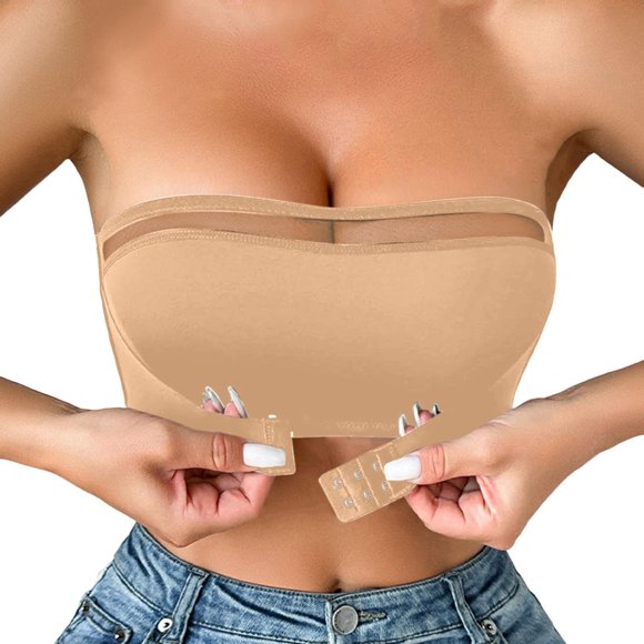 WZXFASHION Soutien-gorge Sans Bretelles Rembourré pour Femme avec Soutien-Gorge Léger Antidérapante Sans Armatures pour Femmes, Extensible, Enveloppant la Poitrine TubeTops Kaki TG