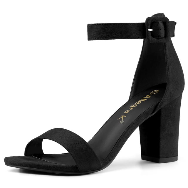 BLISSFUL STEP Women's Chunky High Heel Ankle Strap Sandals