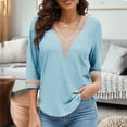 thumbnail image 2 of HVOBTTY Womens Long Sleeve Comfty Shirts, Womens Casual Solid Suit Jacket Light Blue, XXXL, 2 of 5
